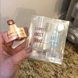 New shot glass set and beer opener